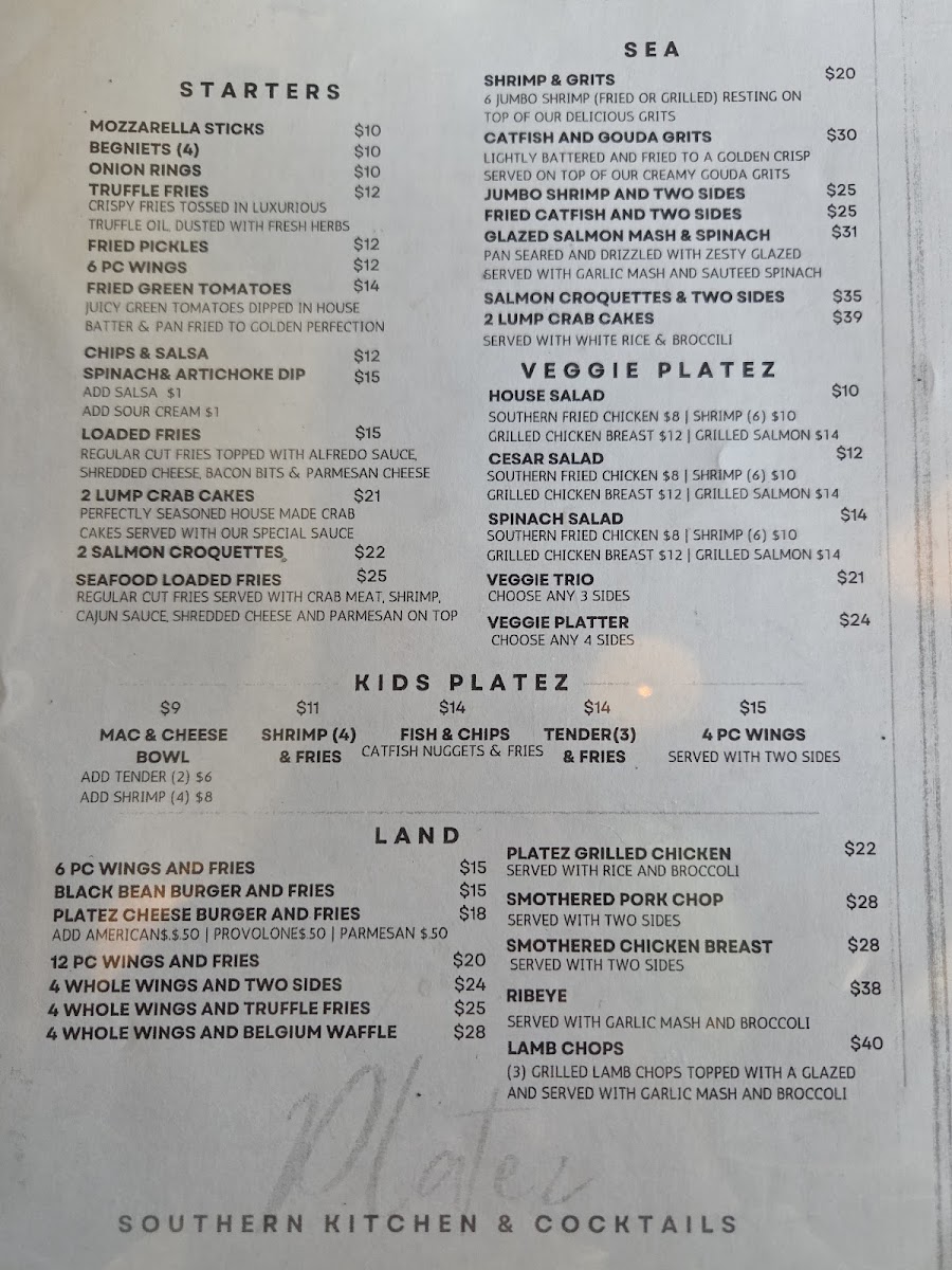 Menu Platez Southern Kitchen & Cocktailz-1
